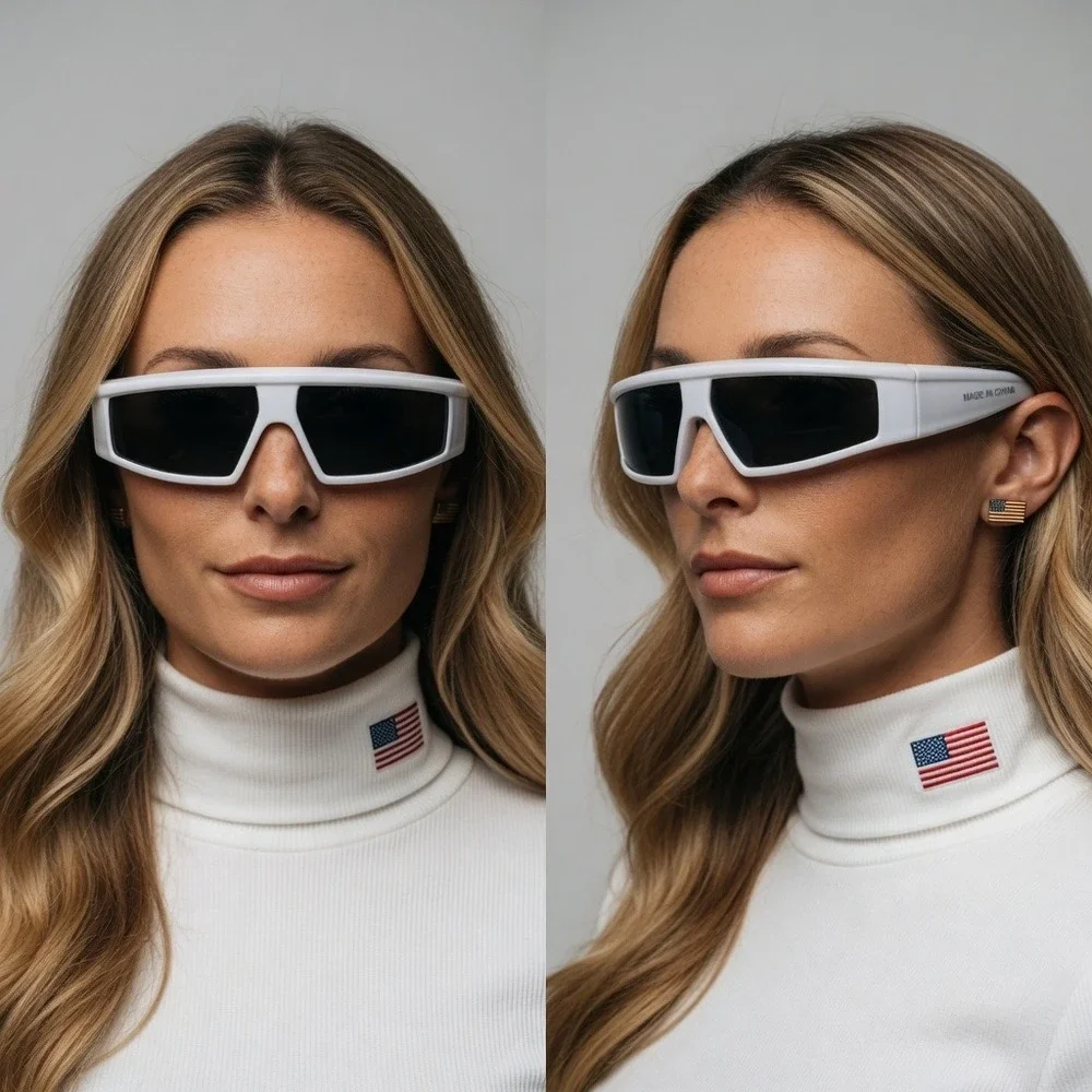 Sunglasses White Frame Black Lens High Fashion Modern Perfect Driving Shades New
